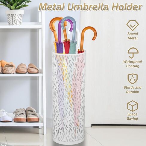 Metal Umbrella Holder,Round Umbrella Stand Rack for Entryway,Freestanding Umbrella Organizer,Umbrella Storage Rack,Umbrella Holder Bin,Cane Walking Stick Holder for Home Office Hotel,5.9×16.5" (Black) in Saudi Arabia