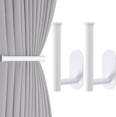 2 Pack Adhesive Curtain Holdbacks Curtain Tie Backs Curtain Holdbacks No Drill Curtain Pull Backs Adhesive Curtain Hooks Curtain Holders for Drapes (2, Black) in Saudi Arabia