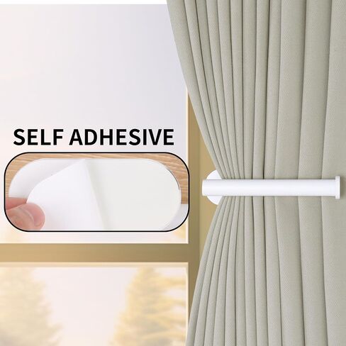 2 Pack Adhesive Curtain Holdbacks Curtain Tie Backs Curtain Holdbacks No Drill Curtain Pull Backs Adhesive Curtain Hooks Curtain Holders for Drapes (2, Black) in Saudi Arabia