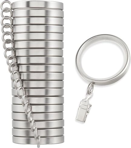 Cambria® Designer Series - Premium Easy Glide 18 Count Curtain Rings - Metal with Smooth, Quiet Nylon Inserts with Clips - 2 inch Diameter (1-5/8 inch Inside Diameter) - Brushed Gold Finish in Saudi Arabia