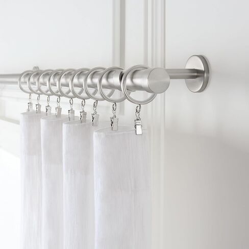 Cambria® Designer Series - Premium Easy Glide 18 Count Curtain Rings - Metal with Smooth, Quiet Nylon Inserts with Clips - 2 inch Diameter (1-5/8 inch Inside Diameter) - Brushed Gold Finish in Saudi Arabia