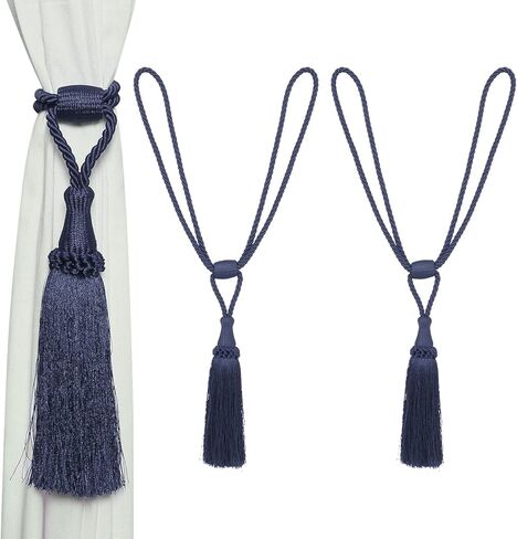 MALOINTEX 2 Pack Curtain Hand-Woven Tiebacks Crystal Holdbacks Home Decorative Tassels - Burgandy RED in Saudi Arabia