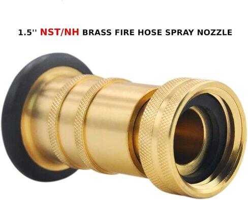 1.5" NH/NST Fire Hose Nozzle, Brass Fire Equipment Spray Jet Fog Nozzle, Max. 100psi in Kuwait