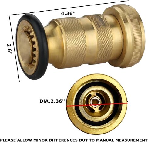 1.5" NH/NST Fire Hose Nozzle, Brass Fire Equipment Spray Jet Fog Nozzle, Max. 100psi in Kuwait
