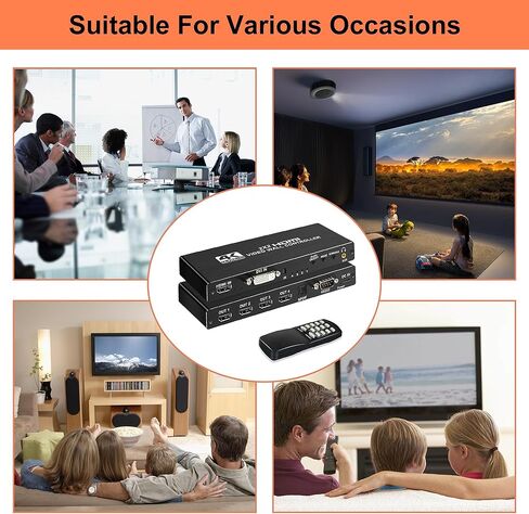 2x2 HDMI Video Wall Controller, WrixWric 4K Seamless Splicing TV Wall Processor HDMI & DVI Input, 1080P HDMI Video Image Processor with RS232, Support 180°Rotate, 1x2 1x3 1x4 2x2 2X1 3x1 4x1 Mode in Kuwait