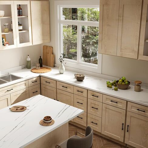 سطح عمل مصفح من ROOMTEC، سطح خشبي للاستخدام بنفسك، سطح طاولة، سطح طاولة مجفف للغسالة، 48 بوصة طول × 25.56 بوصة عرض × 0.75 بوصة سمك (نسيج رخامي) in Kuwait