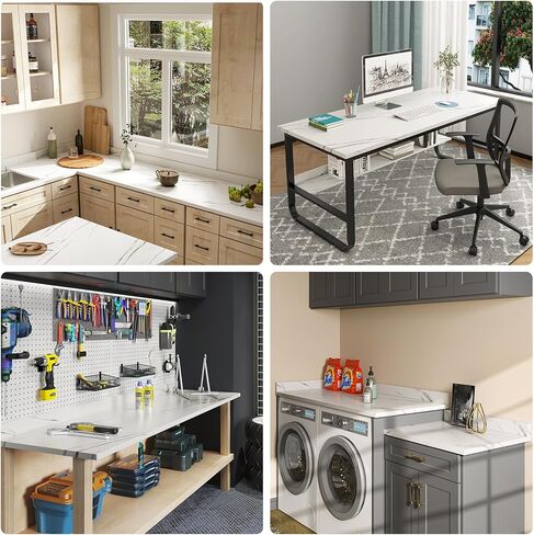 سطح عمل مصفح من ROOMTEC، سطح خشبي للاستخدام بنفسك، سطح طاولة، سطح طاولة مجفف للغسالة، 48 بوصة طول × 25.56 بوصة عرض × 0.75 بوصة سمك (نسيج رخامي) in Kuwait