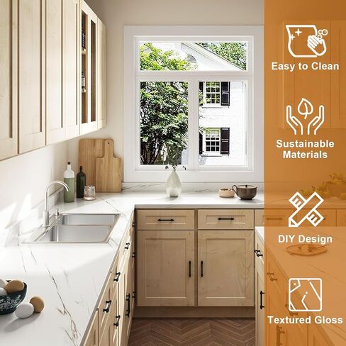 سطح عمل مصفح من ROOMTEC، سطح خشبي للاستخدام بنفسك، سطح طاولة، سطح طاولة مجفف للغسالة، 48 بوصة طول × 25.56 بوصة عرض × 0.75 بوصة سمك (نسيج رخامي) in Kuwait