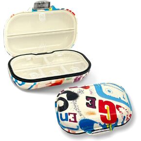 Travel Pill Organizer, 7 Compartments Portable Pill Case, Daily Pill Box to Hold Vitamins, Portable Pill Case/Jewelry Box, Small Pill Container for Pocket Purse Medicine Organizer, Black