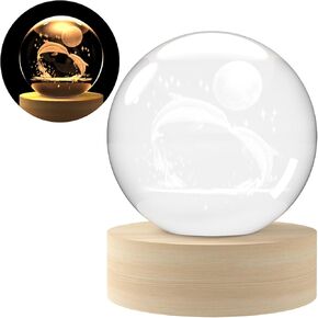Crystal ball (with base) Decorative paperweight 3D laser engraved glass, sphere, novelty home decorations (Saturn (planet), 3.15in)