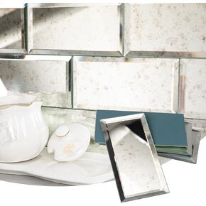 Lovdeco Light Antique Mirror Tile, Beveled Subway Mirror Backsplash 3x12 Inch for Kitchen Bathroom Wall (20 Pcs, 5 SQ.FT.) in Kuwait