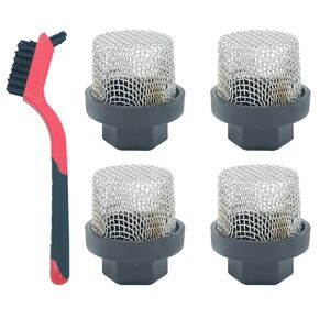 4 Pcs Stainless Steel Strainer ¾ Inch -14, Aerator Screen Strainer Stainless Mesh Compatible with Livewell Pump Garden Washers Water Filter Sprayer Garden Hose Suction Line (with Cleaning Brush)