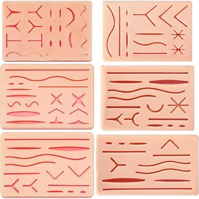 6 Pcs Suture Practice Pads Suture Pad Kit with Wounds Hard to Rip Tear or Break for Medical Vet Students Veterinarian Nurses Training Practice