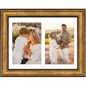 إطار صور مجمعة من Golden State Art، مقاس 8 × 20 بلون ذهبي أسود وعنابي مع حصيرة بيضاء (4) صور مقاس 4 × 6 - رائعة كهدية للأب من ابنة الابن