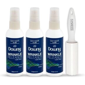 Wrinkle Releaser Spray Bundle by VenDesta. Includes Three 3 Oz of Downy Wrinkle Releaser Spray Travel Size. Fresh and Effortless On The Go Wrinkle Free Fabric Spray. Comes with a Versatile Lint Roller