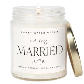 Sweet Water Decor Married Scented Candles - Soy Candle in Jasmine Rosemary Sea Salt & Honey Scent - 100% Cotton Wick In My Married Era Wedding Candle with 40 Hours Burn Time - Just Married Candle 9oz