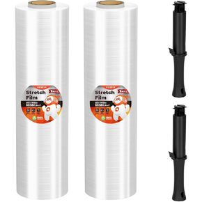 munbyn يتقلص التفاف، التفاف تمتد مع مقابض، تمتد الفيلم لفة القوة الصناعية، التفاف البلاستيك لتغليف البليت نقل الشحن، 15 بوصة × 1000 قدم، 2 حزمة، 60 مقياس in Kuwait