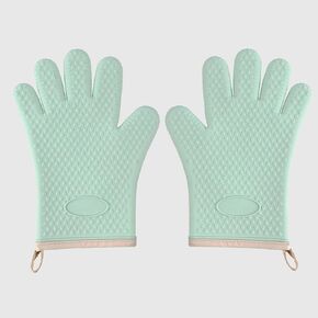 HVNTQI-Oven Mitts and Kitchen Cooking Gloves Pair Grilling Pot Holders with Fingers BBQ Gloves Heat Resistant Silicone Fireplace outdoor