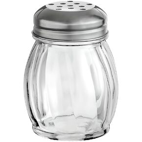 OCS Parts 3.5-Inch Glass Shaker with Chrome Plated Perforated Lid | Grated Cheese, Chili and Red Pepper Shaker for Home and Commercial Use