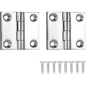 Heavy Duty Marine Boat Hatch Hinges 316 Stainless Steel, 2 x 2 Inch, Sturdy Deck Cabinet Door Hinges with Screws (Pack of 2)