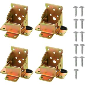 DLUNO Folding Table Legs Bracket,4Pcs Lock Extension Support Bracket,Folding Leg Bracket Table Chair Bed Folding Leg Feet Hinge (Bronze)