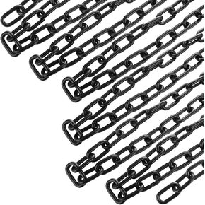 19.7 ft Long Black Chain Link 1/4" Heavy Duty Chain Bulk Decorative Chain for Hanging Plants Metal Porch Swing Chain Kit Carbon Steel Gate Chain for Outdoor Fence, Punching Bag, Hammock Chair