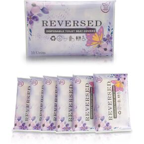 أغطية مقاعد المراحيض للاستعمال مرة واحدة من REVERSED® (60 وحدة) - حجم الجيب، قابلة للتنظيف والتحلل البيولوجي - حجم كبير للبالغين والأطفال - ضرورية للتخييم، وإكسسوارات السفر، والمراحيض العامة، والطائرة