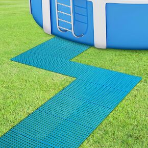 14 Pcs Modular Interlocking Cushion- 12" x 12" Splicing Above Ground Pool Floor Protectors- Non-Slip Pools Spas Floor Mat Pathways from The Pool to The Porch