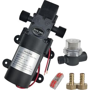 DC 12V Diaphragm Pump, Self-Priming Pump with Filter Quick Connection Terminal, 1.2 GPM 100 PSI Pressure Switch Adjustable Spray Pump, Suitable for RV Camping Shower Garden