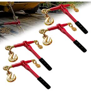 Ratchet Chain Binders 1/4'' - 5/16'' | 2-Pack Load Binders w/Clevis Hooks | 2,600 Lbs Working Load | Compatible with G43, G70 & G80 Chains | Secure Tie Down Binder for Hauling and Towing