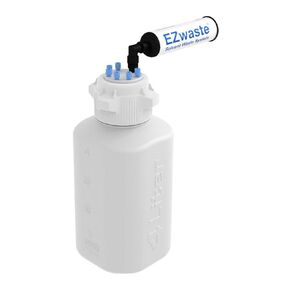 EZwaste HPLC Solvent Waste System, 4L Heavy Duty Reusable Bottle, 83mm (83B) VersaCap with Four (4X) Ports for 1/8 Inch O.D. Tubing; Four (4X) Ports for 1/4 Inch O.D. Tubing in Kuwait