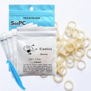 Orthodontic Elastic rubber bands (Medium, 3.5 Oz,1/4,Fox), 500 pcs Teckolign Orthodontic Elastic Rubber Bands, 500 Pack,Great for Dreadlocks, Braids, Tooth Gap, Braids, Dog Bows, Top knots, 5 Pack,with Elastic Placer for Braces. Good Orthodontic Supplies