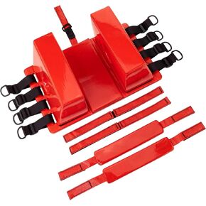 Spine Board Head Immobilizer for Backboard - Universal EMS EMT Emergency Medical Re-usable Rescue Portable Lightweight with Adjustable Straps - Red