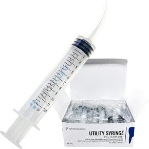 50 Curved Tip Irrigation Syringes (12cc / 12ml) - Disposable Oral Dispensing Utility Syringe (Box of 50) by PlastCare USA