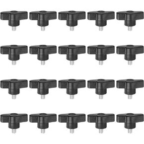 20pcs Wing Knobs M6 x 50mm Male Thread Plastic Tee Stud Knobs T Threaded Handles Hand Clamping Tightening Thumb Screws Thumbscrew, White