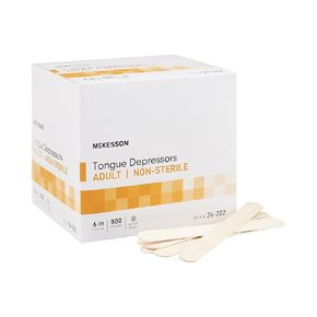 McKesson Wood Tongue Depressor - Non-Sterile, Adult Sized 6 in. Wooden Depressors, Unflavored and Splinter-Free - 500 Per Pack