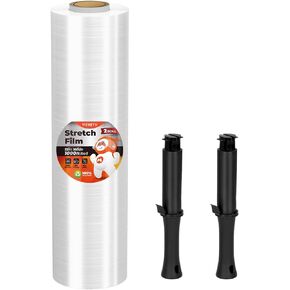 MUNBYN Shrink Wrap, Stretch Wrap with Handles, Stretch Film Roll Industrial Strength, Plastic Wrap for Pallet Wrapping Shipping Moving, 15 Inch x 1000 Ft, 2 Pack, 60 Gauge