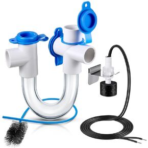 3/4 Inch Standard Condensate Trap with Cleaning Brush and SS3 Condensate Overflow Float Switch Combo Kit for HVAC Systems, Air Conditioner