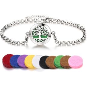 Essential Oil Diffuser Anklet Stainless Steel Aromatherapy Pendant Adjustable Anklet Set for Gift Mother's Day with 11 fillers (Multiple Style Options) XL102-1