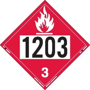 Labelmaster ZRV21203 UN 1203 Flammable Liquid Hazmat Placard, Rigid Vinyl (Pack of 25)
