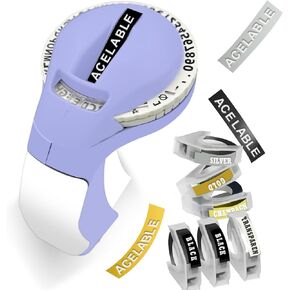 Protable Embossing Label Maker, Embossing Label Maker with 6 Label Tapes, 3D Old School Label Makers, Handheld Manual Label Maker Machine Printer, for Ofiice School Home DIY Crafting - (PURPLE)