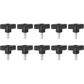 HARFINGTON 10pcs Wing Knobs M6 x 30mm Male Thread Plastic Tee Stud Knobs T Threaded Handles Hand Clamping Tightening Thumb Screws Thumbscrew, White