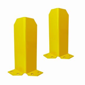 Pallet Rack Post Protectors 12" Height Pallet Steel Edge Protectors, 5mm Steel Safety Yellow (2 Packs)