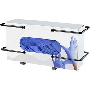 Glove Box Dispenser Wall Mount: Black Glove Holder Organizer for Disposable Glove Box & Tissue Box - Glove Organizer on Wall in Lab, Kitchen, Bathroom, Garage