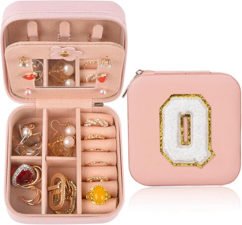 صندوق مجوهرات صغير من ChezMax للسفر، صندوق مجوهرات أولي صغير، صندوق منظم مجوهرات وردي، حقيبة مجوهرات لعيد الميلاد وعيد الحب وهدايا عيد الحب الأولي S in Kuwait