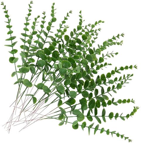 JOIBA 15 Pcs Artificial Eucalyptus Stems Leaves Bulk,Real Touch Leaf Faux Eucalyptus Greenery Stems for Home Decor Wedding Farmhouse Indoor Outdoor Banquet Flower Arrangement Decoration(Green) in Saudi Arabia