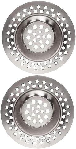 2Pcs Silver Sink Strainer Stainless Steel Kitchen Bathroom Drain Stopper Protector Hair Catcher Kitchen Gadget Kitchen Sink Accessories Resistant Design in Saudi Arabia