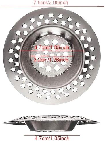 2Pcs Silver Sink Strainer Stainless Steel Kitchen Bathroom Drain Stopper Protector Hair Catcher Kitchen Gadget Kitchen Sink Accessories Resistant Design in Saudi Arabia