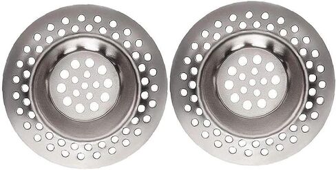 2Pcs Silver Sink Strainer Stainless Steel Kitchen Bathroom Drain Stopper Protector Hair Catcher Kitchen Gadget Kitchen Sink Accessories Resistant Design in Saudi Arabia