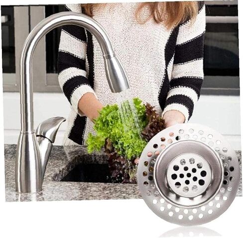 2Pcs Silver Sink Strainer Stainless Steel Kitchen Bathroom Drain Stopper Protector Hair Catcher Kitchen Gadget Kitchen Sink Accessories Resistant Design in Saudi Arabia